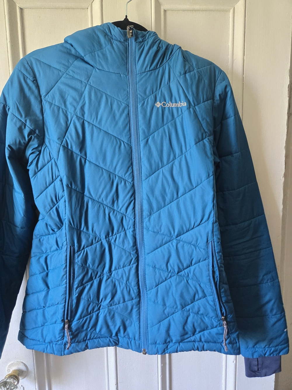Columbia Blue Teal Omni-Heat Quilted Hooded Jacket